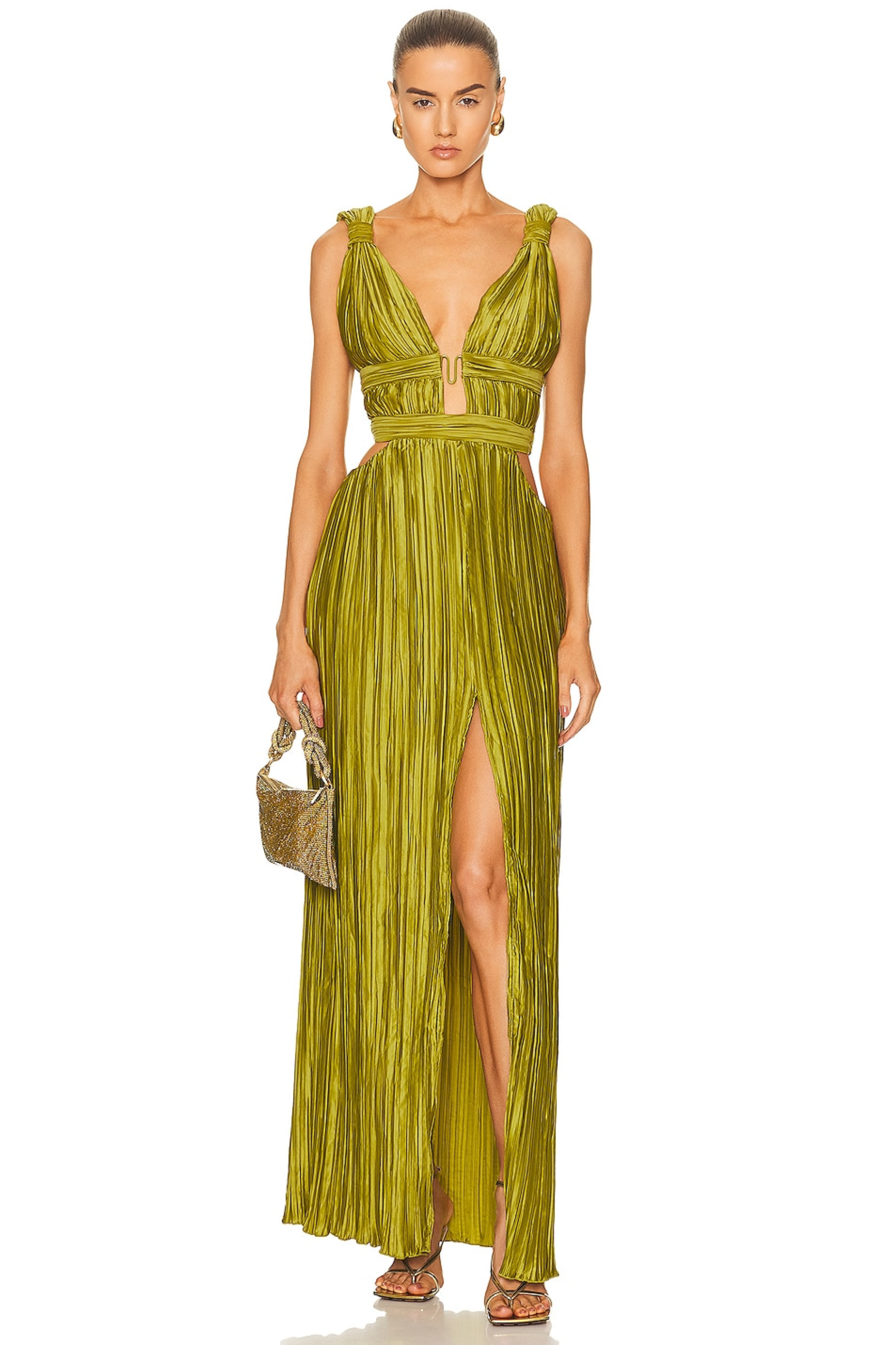 Pleated Cutout Maxi Dress
