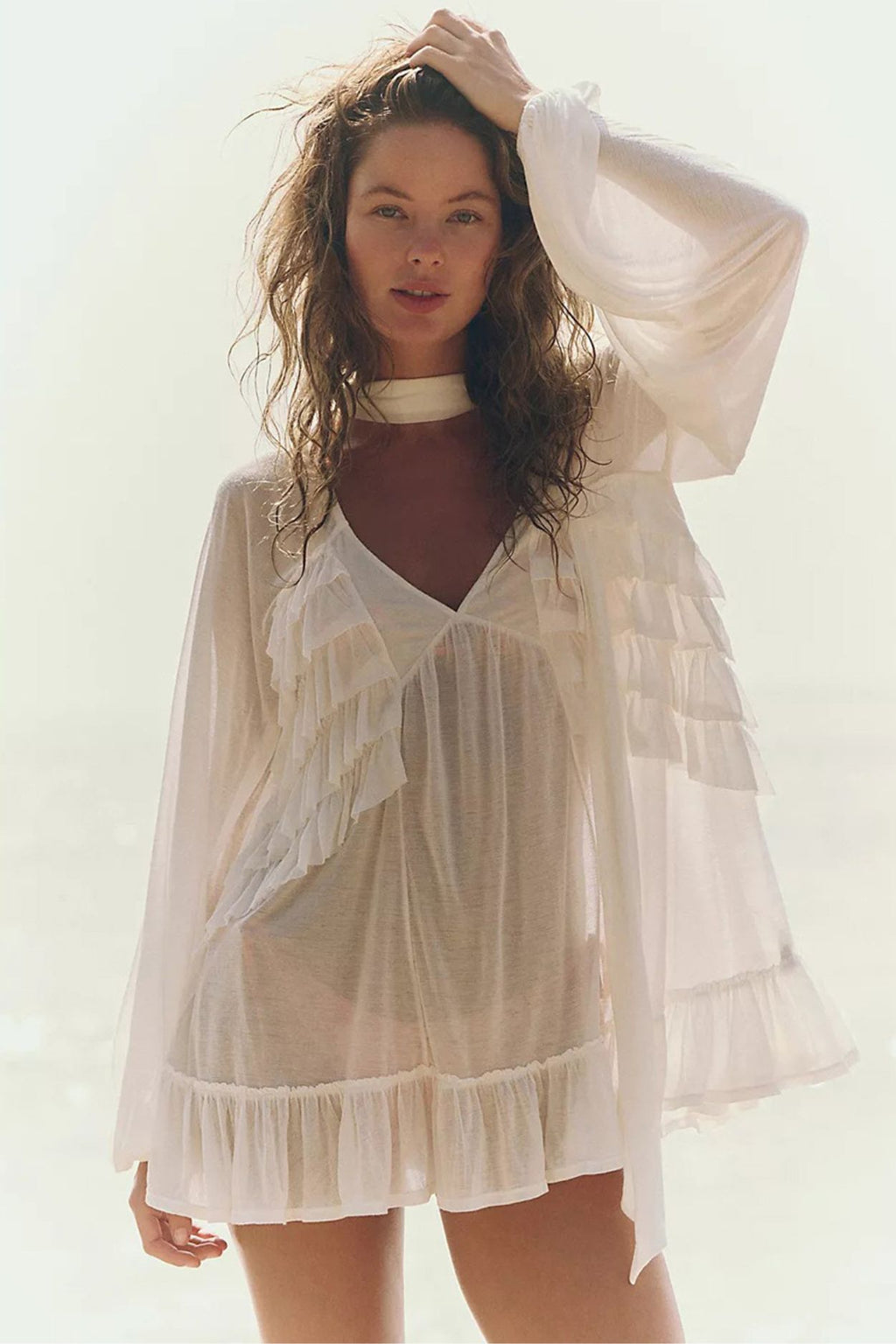 Sheer Ruffle Boho Blouse