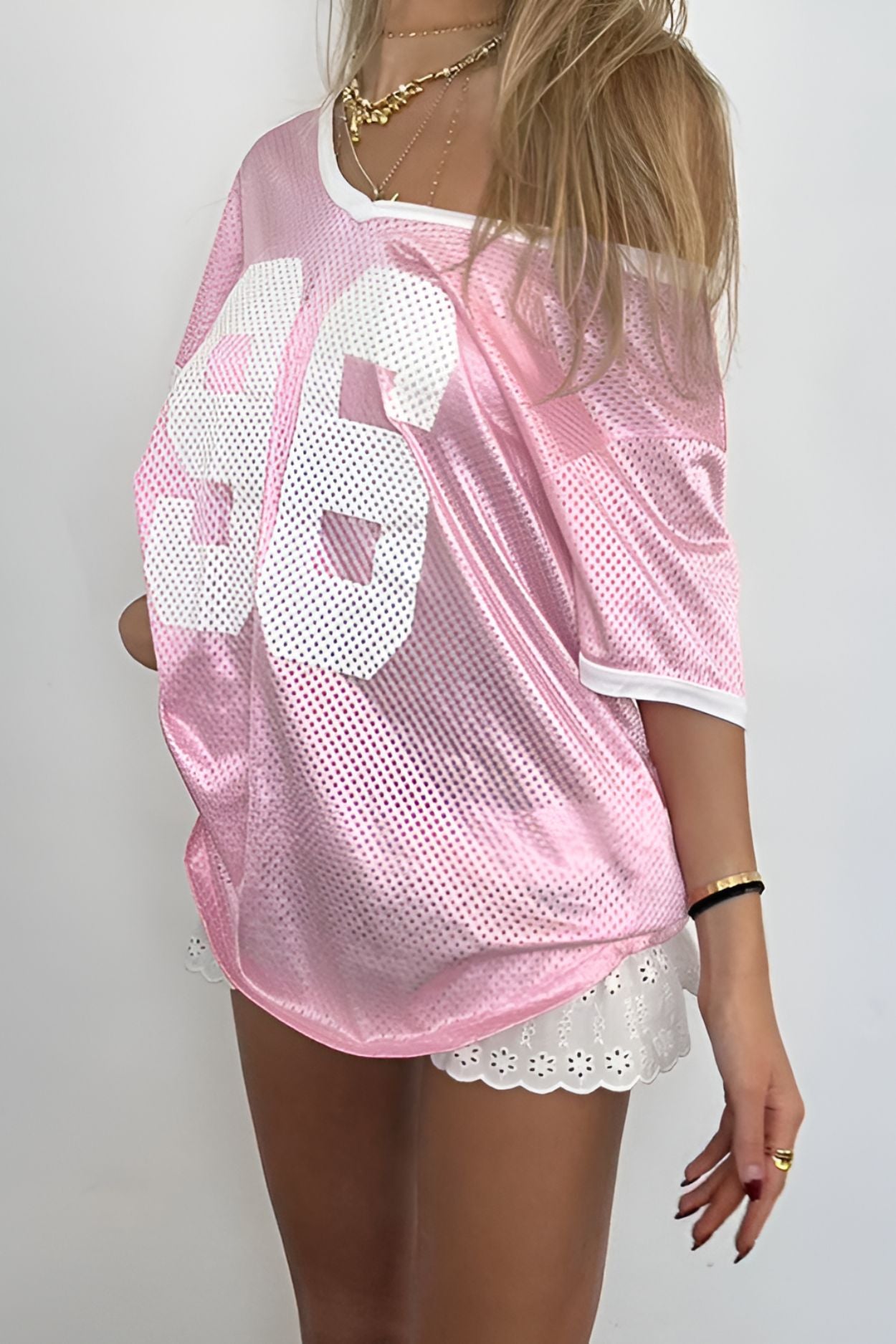 Pink Mesh Jersey Top
