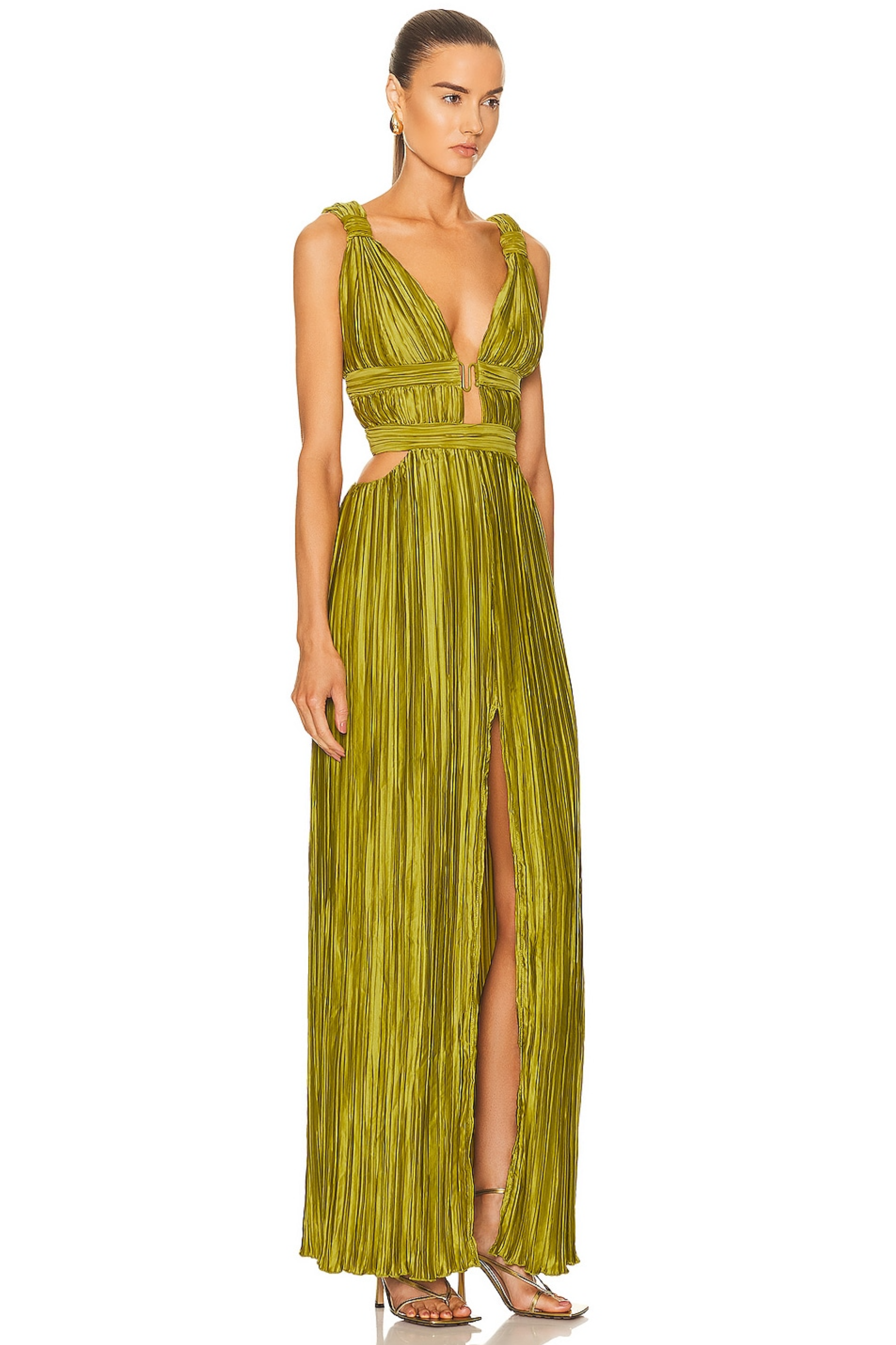 Pleated Cutout Maxi Dress