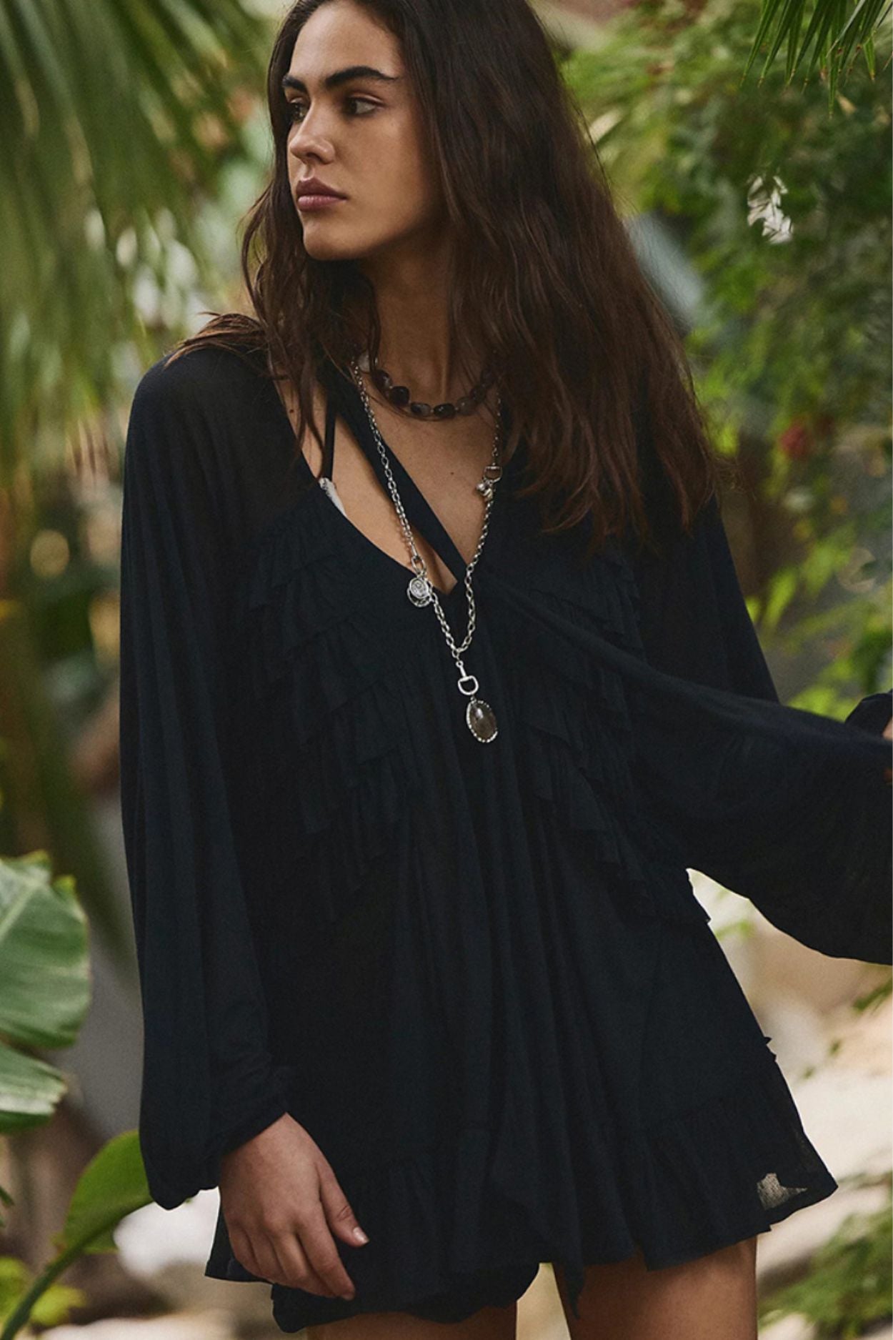 Sheer Ruffle Boho Blouse