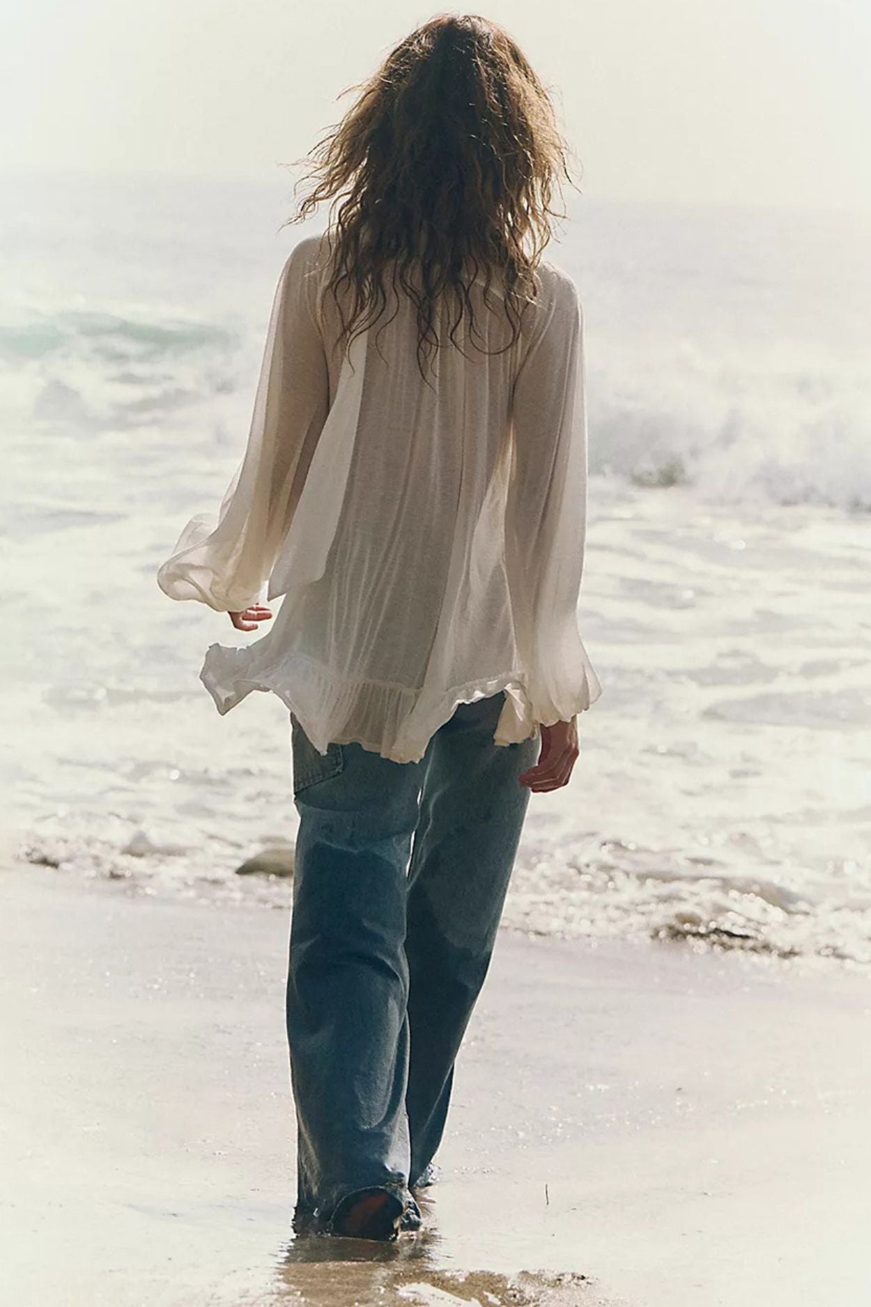 Sheer Ruffle Boho Blouse