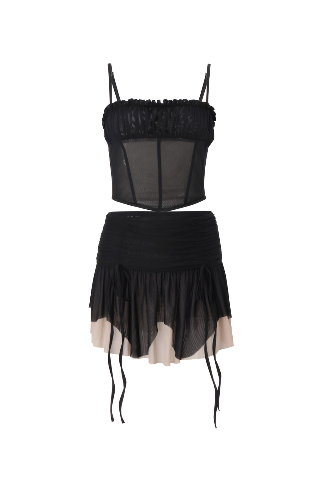 Conjunto de falda y corsé transparente