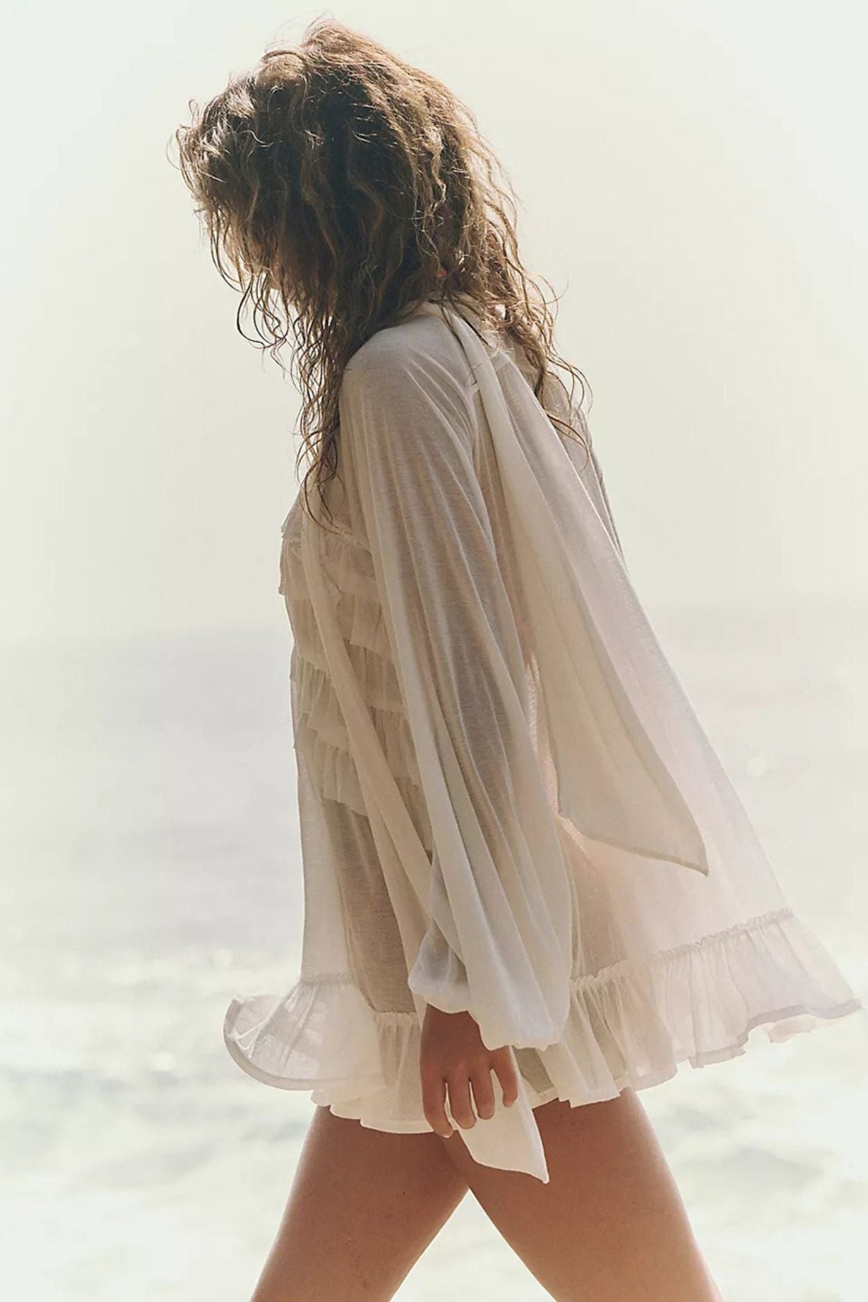 Sheer Ruffle Boho Blouse