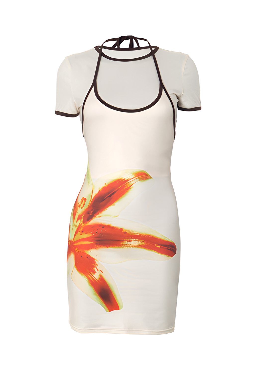 Crew-neck Short-sleeve Top And Form-fitting Strap Mini Dress Set - Activewear Set | 8j03aj-k6.myshopify.com
