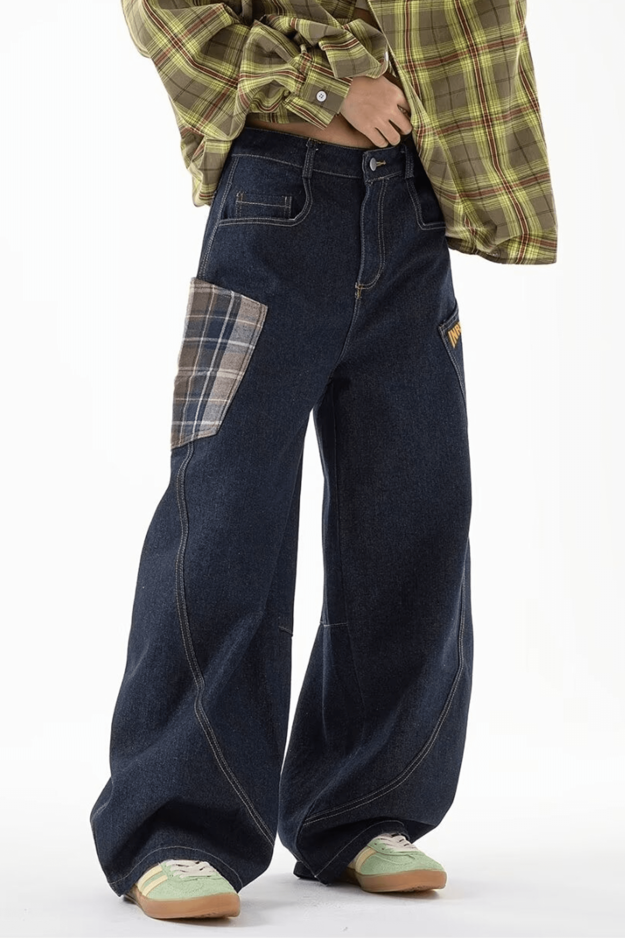 Baggy Plaid Pocket Jeans - Jeans | 8j03aj-k6.myshopify.com