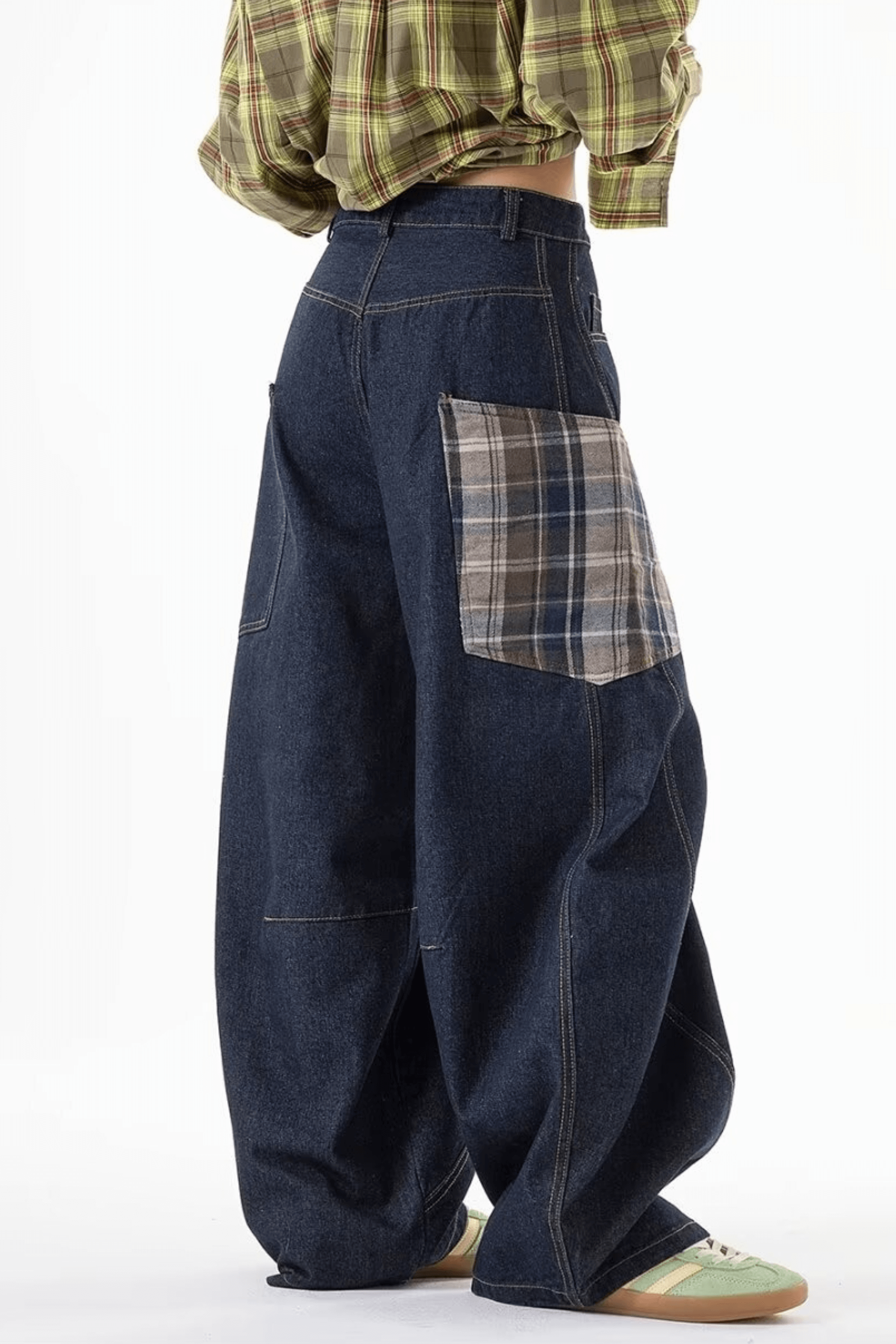 Baggy Plaid Pocket Jeans - Jeans | 8j03aj-k6.myshopify.com
