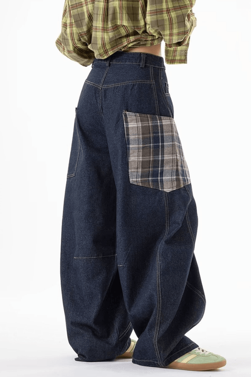 Baggy Plaid Pocket Jeans - Jeans | 8j03aj-k6.myshopify.com