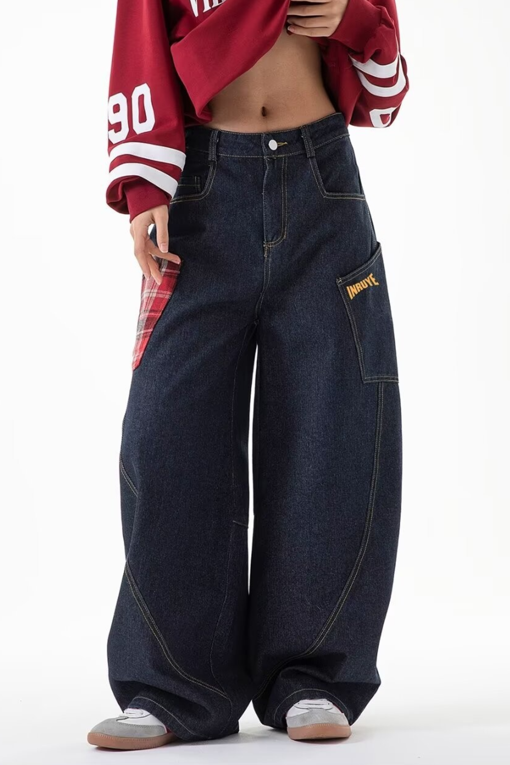 Baggy Plaid Pocket Jeans - Jeans | 8j03aj-k6.myshopify.com