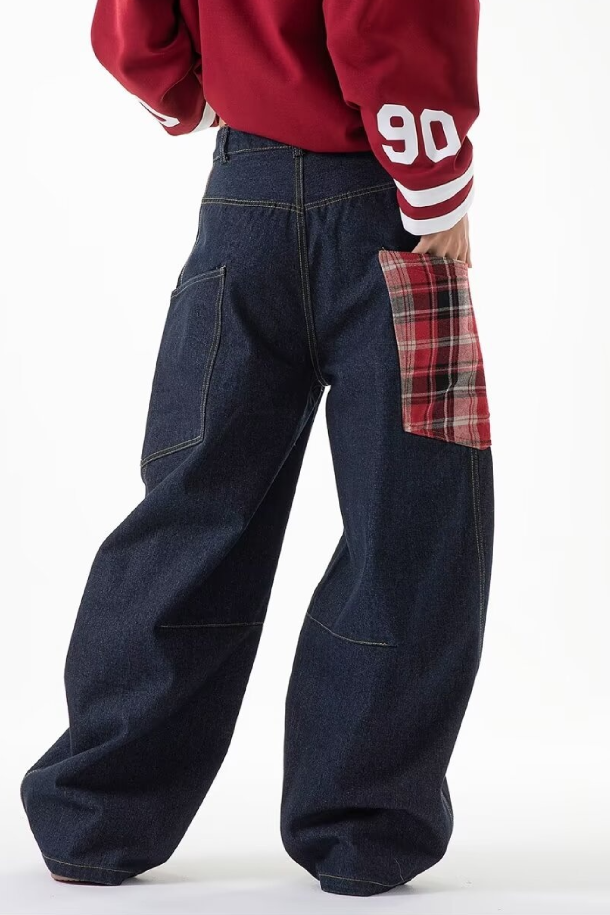 Baggy Plaid Pocket Jeans - Jeans | 8j03aj-k6.myshopify.com
