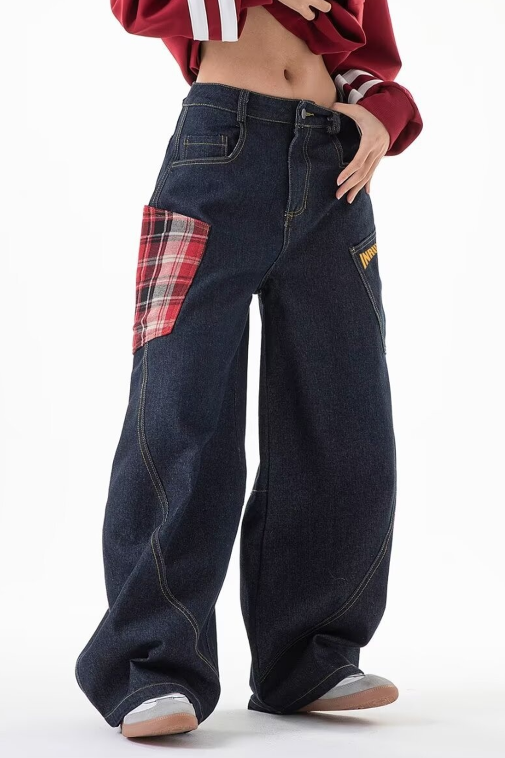 Baggy Plaid Pocket Jeans - Jeans | 8j03aj-k6.myshopify.com