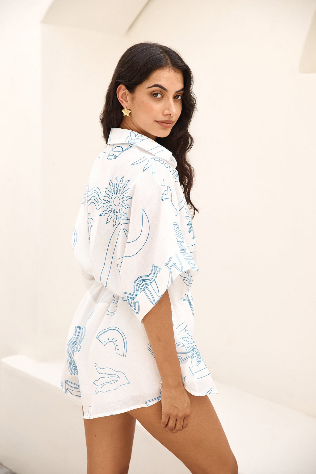 Belted Shirt Romper - Romper | 8j03aj-k6.myshopify.com