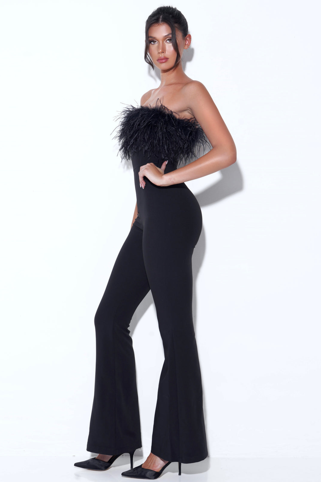 Black Feather Jumpsuit - Jumpsuit | 8j03aj-k6.myshopify.com