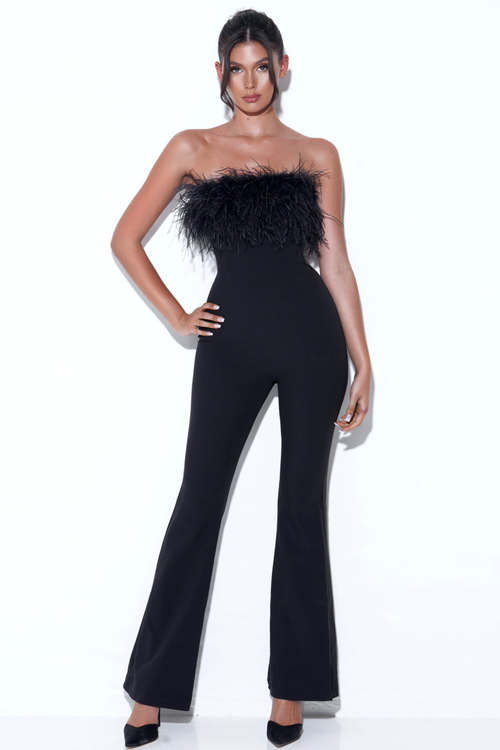 Black Feather Jumpsuit - Jumpsuit | 8j03aj-k6.myshopify.com