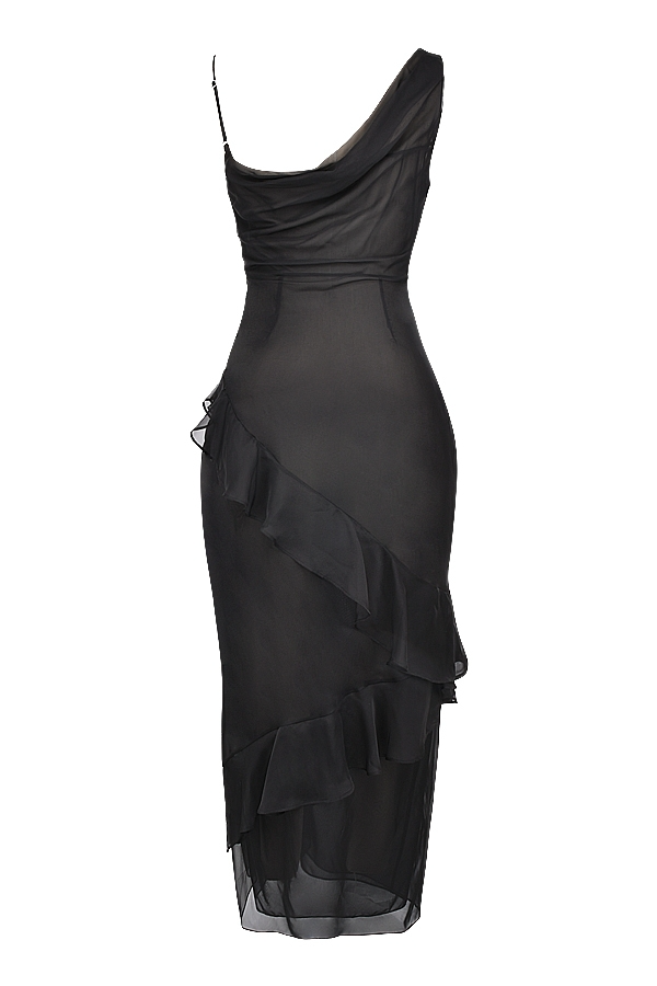 Black Ruffle Maxi Dress - Maxi Dress | 8j03aj-k6.myshopify.com