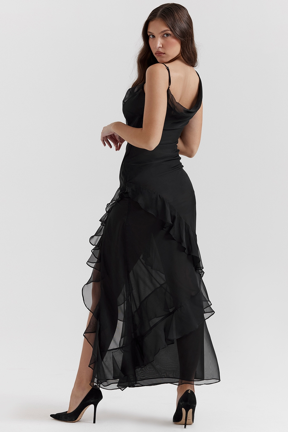 Black Ruffle Maxi Dress - Maxi Dress | 8j03aj-k6.myshopify.com