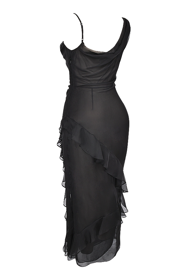 Black Ruffle Maxi Dress - Maxi Dress | 8j03aj-k6.myshopify.com