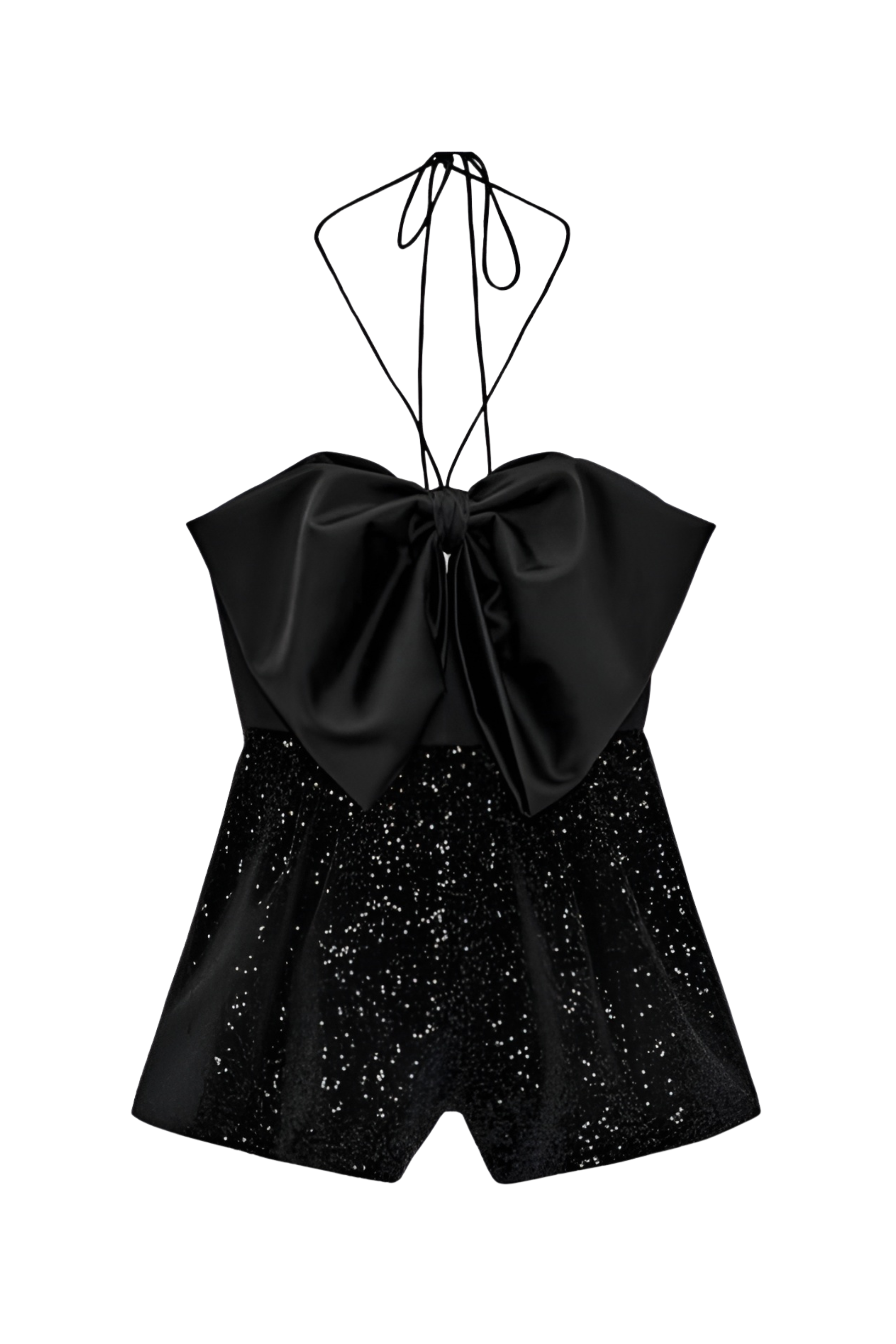 Black Satin Bow Playsuit - Playsuit | 8j03aj-k6.myshopify.com