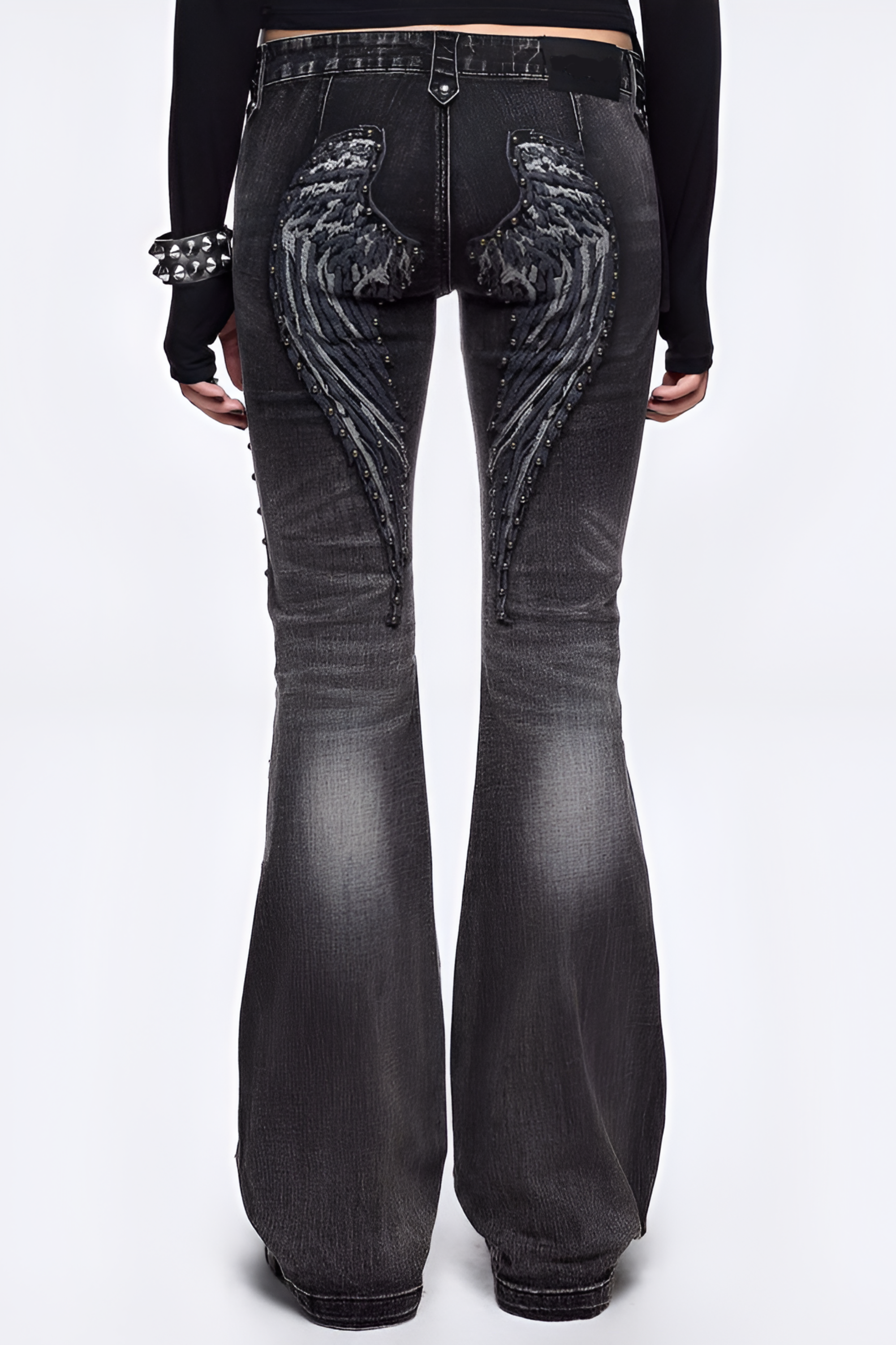 Black Studded Flare Jeans - Jeans | 8j03aj-k6.myshopify.com