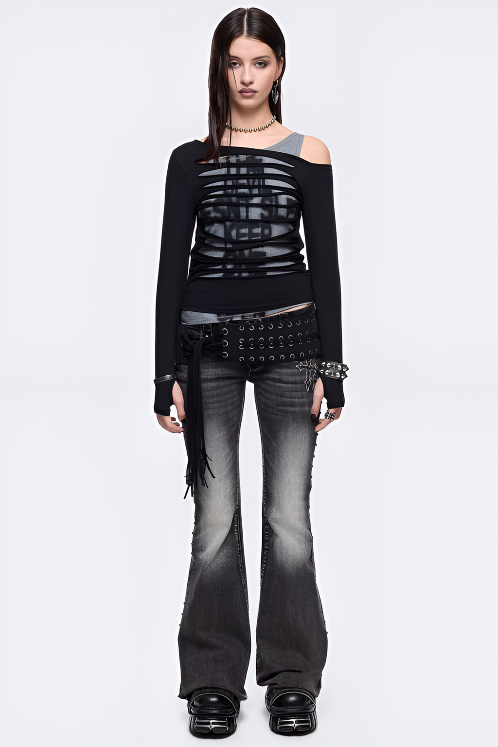 Black Studded Flare Jeans - Jeans | 8j03aj-k6.myshopify.com