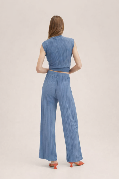 Blue Pleated Co Ord Set - Co-Ord Set | 8j03aj-k6.myshopify.com