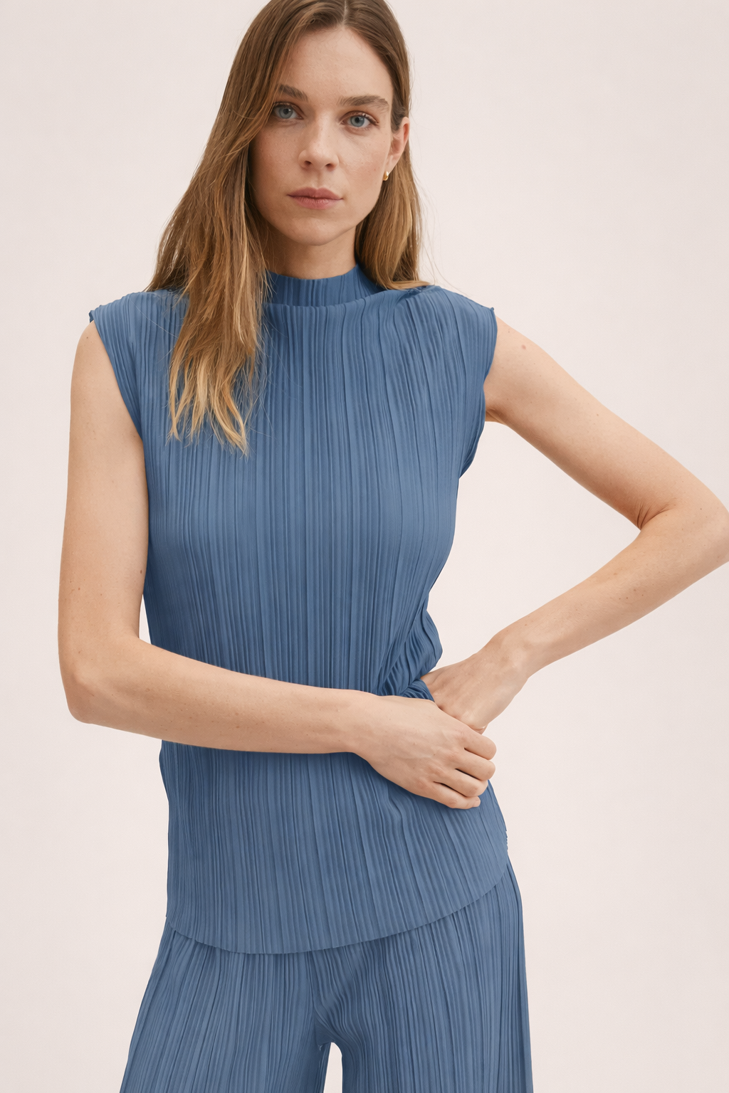 Blue Pleated Co Ord Set - Co-Ord Set | 8j03aj-k6.myshopify.com