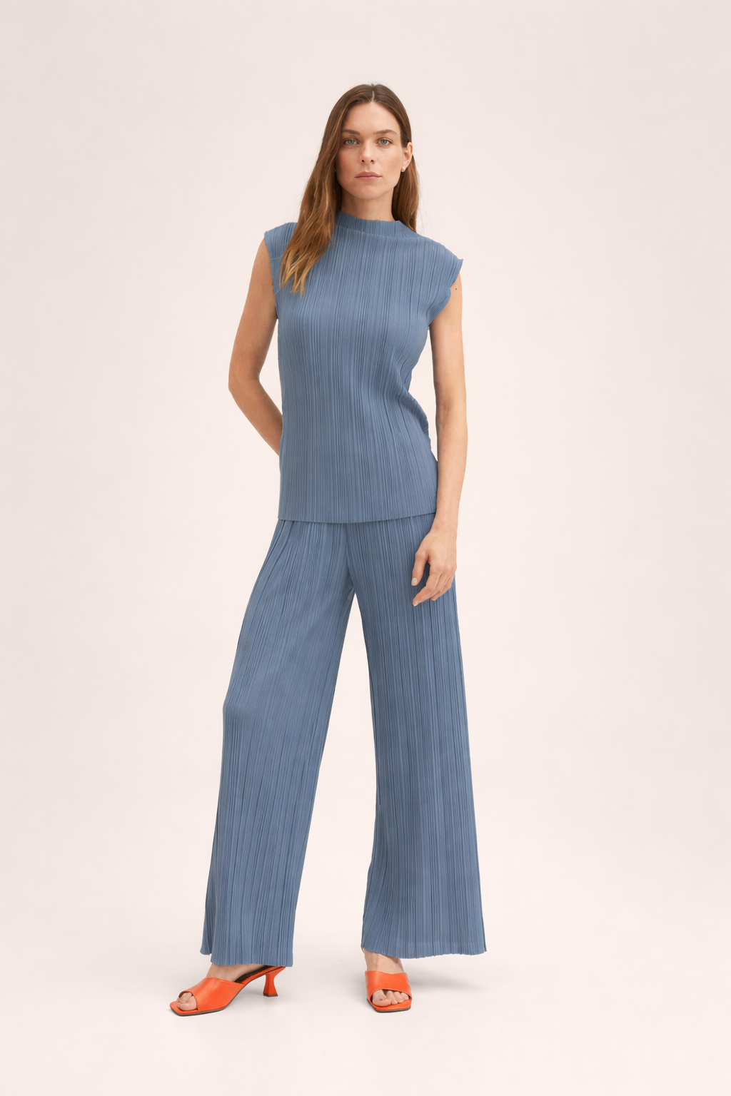 Blue Pleated Co Ord Set - Co-Ord Set | 8j03aj-k6.myshopify.com