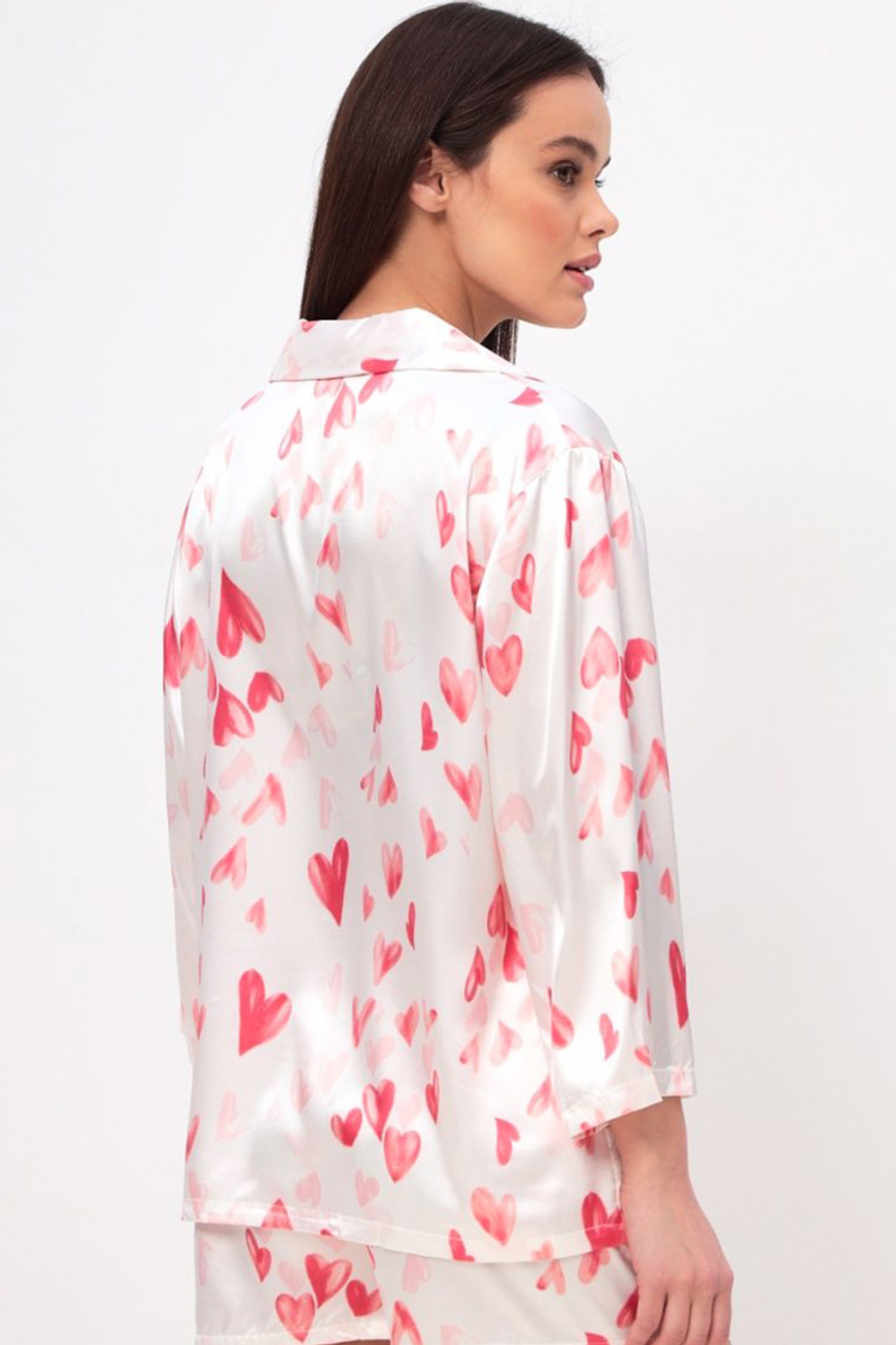 Blush Hearts Satin Pajama Set - Sleepwear Set | 8j03aj-k6.myshopify.com