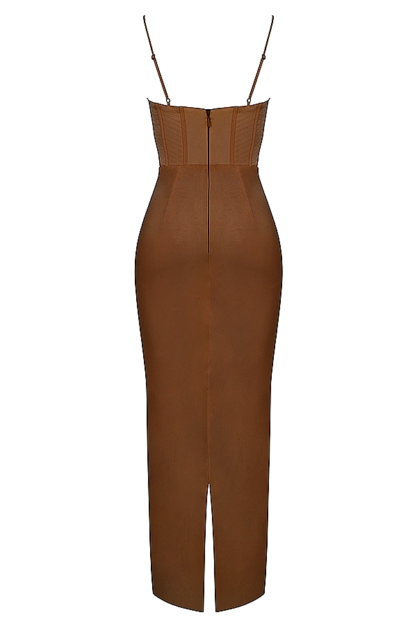 Brown Corset Maxi Dress - Maxi Dress | 8j03aj-k6.myshopify.com