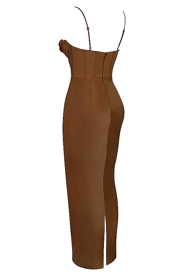 Brown Corset Maxi Dress - Maxi Dress | 8j03aj-k6.myshopify.com