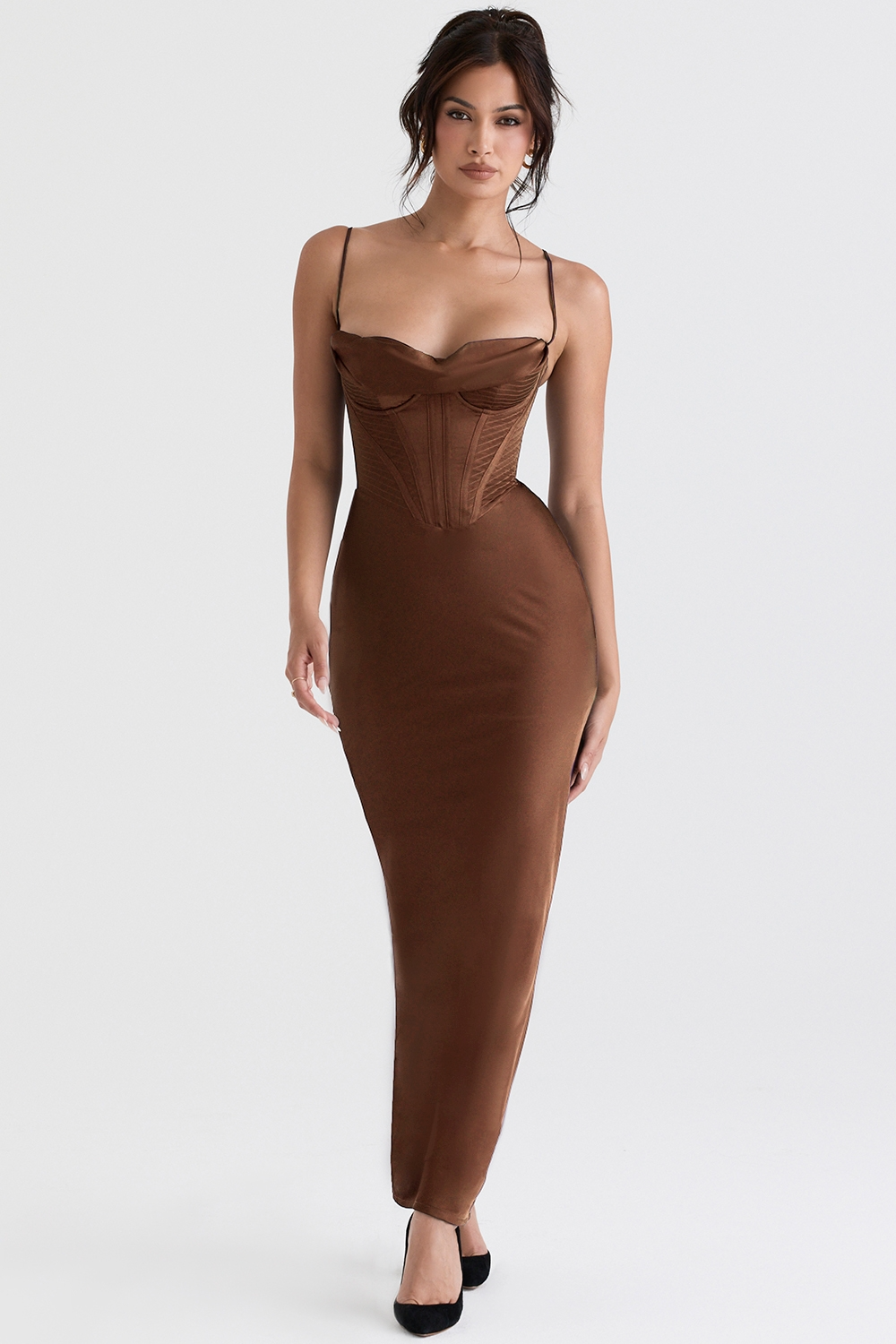 Brown Corset Maxi Dress - Maxi Dress | 8j03aj-k6.myshopify.com