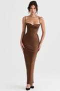Brown Corset Maxi Dress - Maxi Dress | 8j03aj-k6.myshopify.com