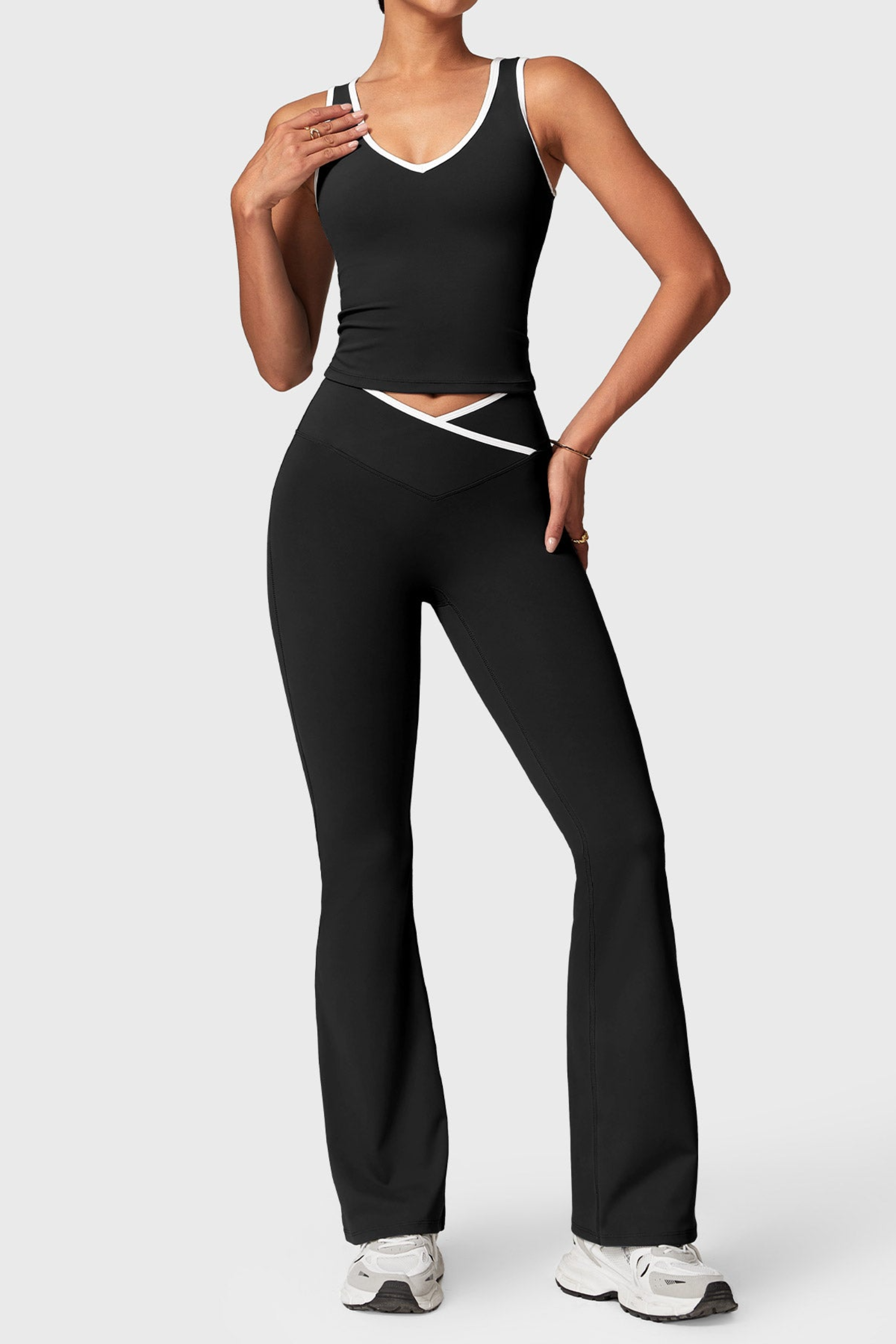Contrast Flare Set - Co Ord Set | 8j03aj-k6.myshopify.com