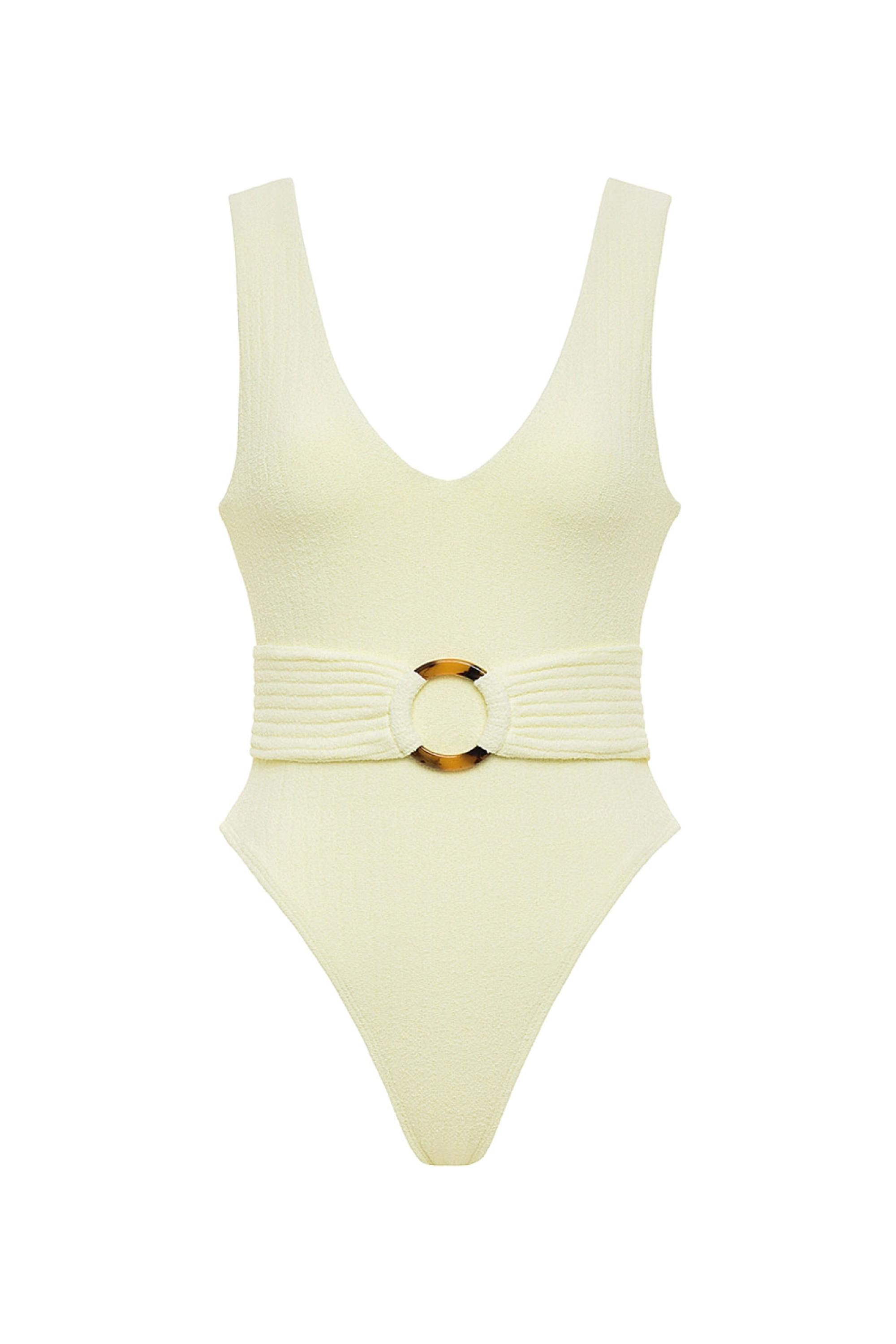 Cream Ribbed Belted Swimsuit - One Piece Swimsuit | 8j03aj-k6.myshopify.com