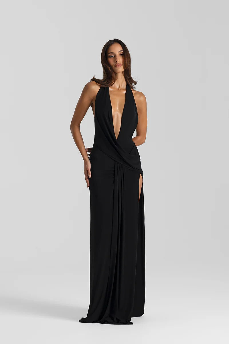 Deep V Slit Dress - Women’s Dress | 8j03aj-k6.myshopify.com