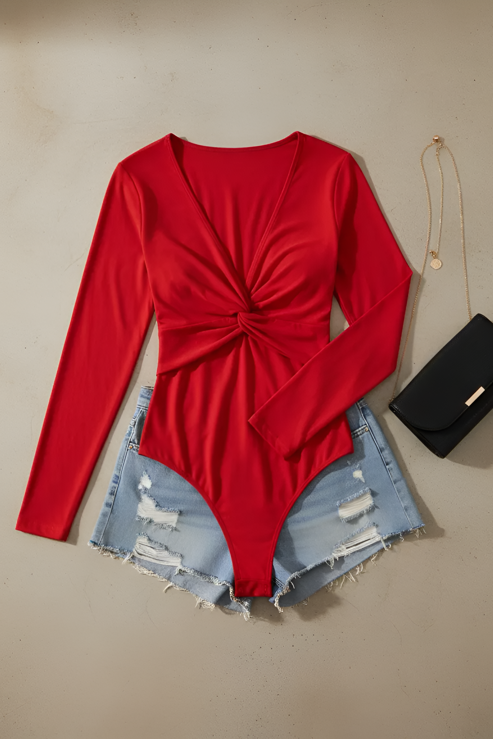 Fitted Twist Detail Bodysuit - Bodysuit | 8j03aj-k6.myshopify.com