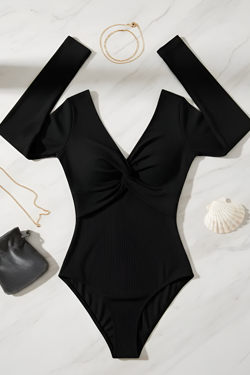 Fitted Twist Detail Bodysuit - Bodysuit | 8j03aj-k6.myshopify.com