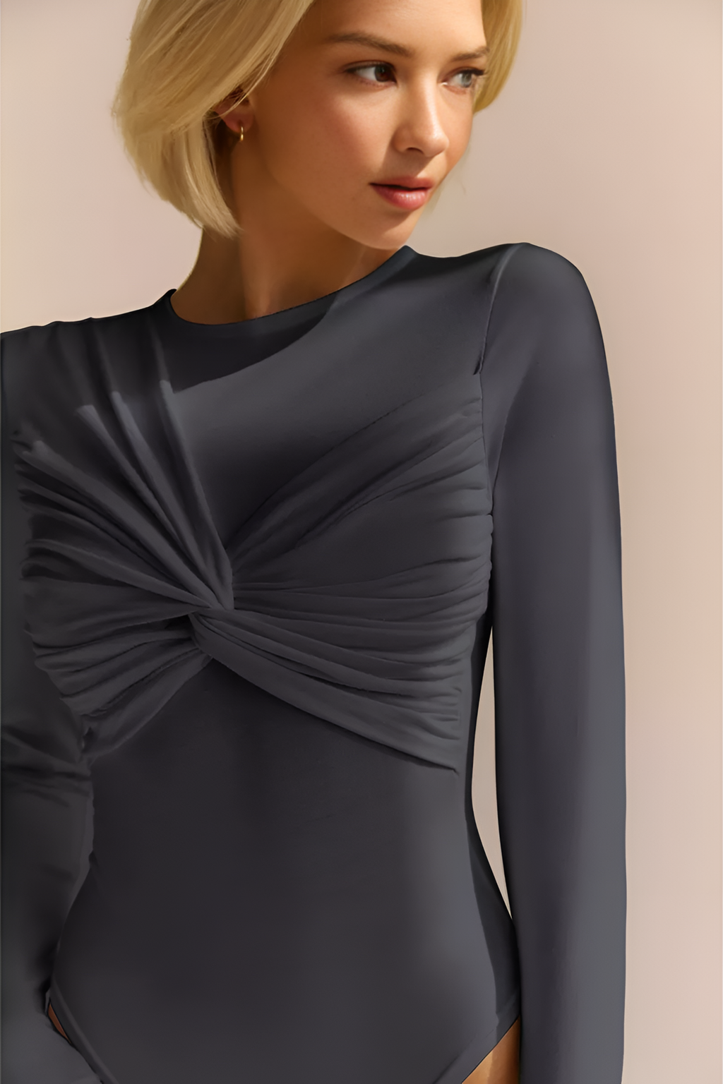 Fitted Twist Detail Bodysuit - Bodysuit | 8j03aj-k6.myshopify.com
