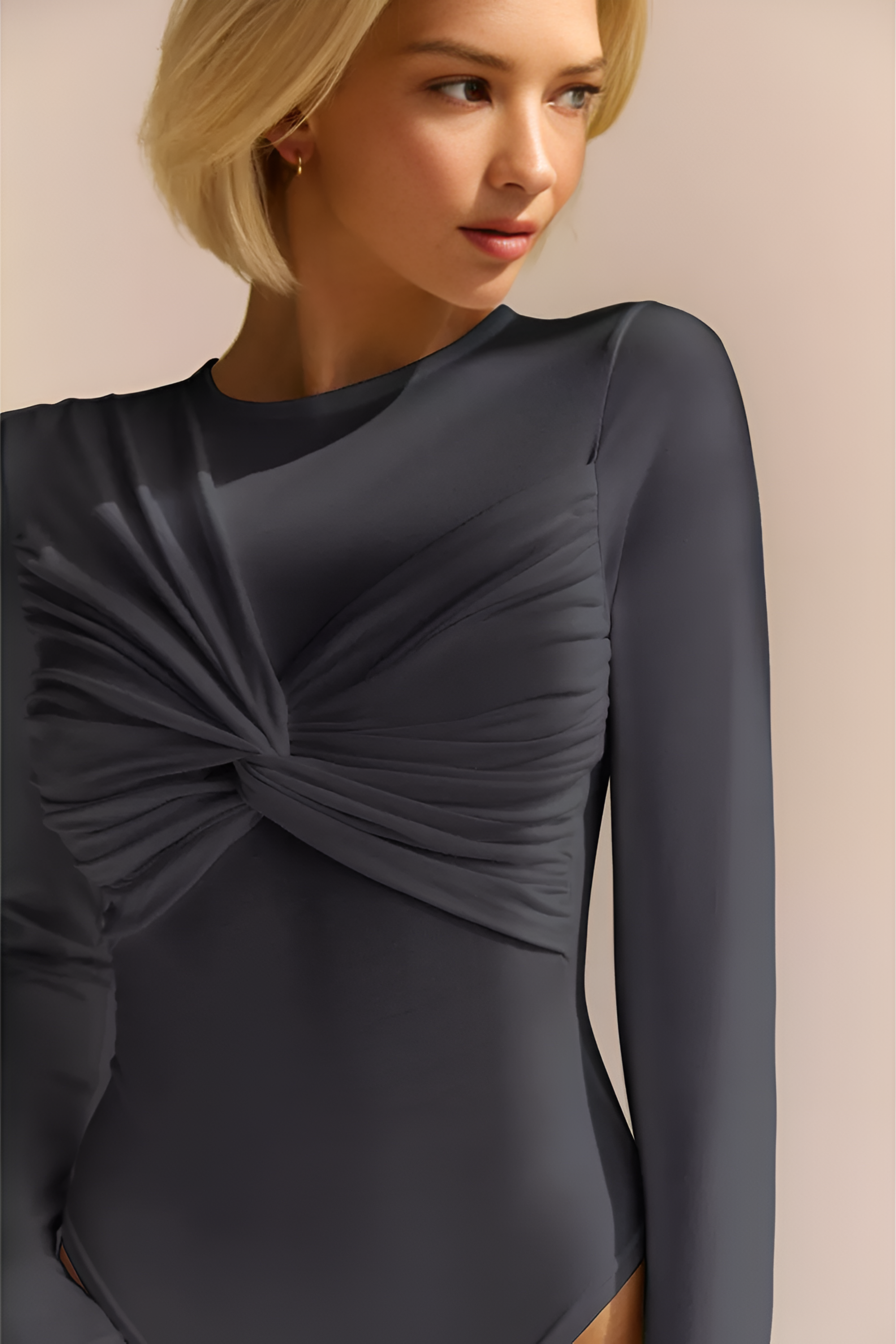 Fitted Twist Detail Bodysuit - Bodysuit | 8j03aj-k6.myshopify.com