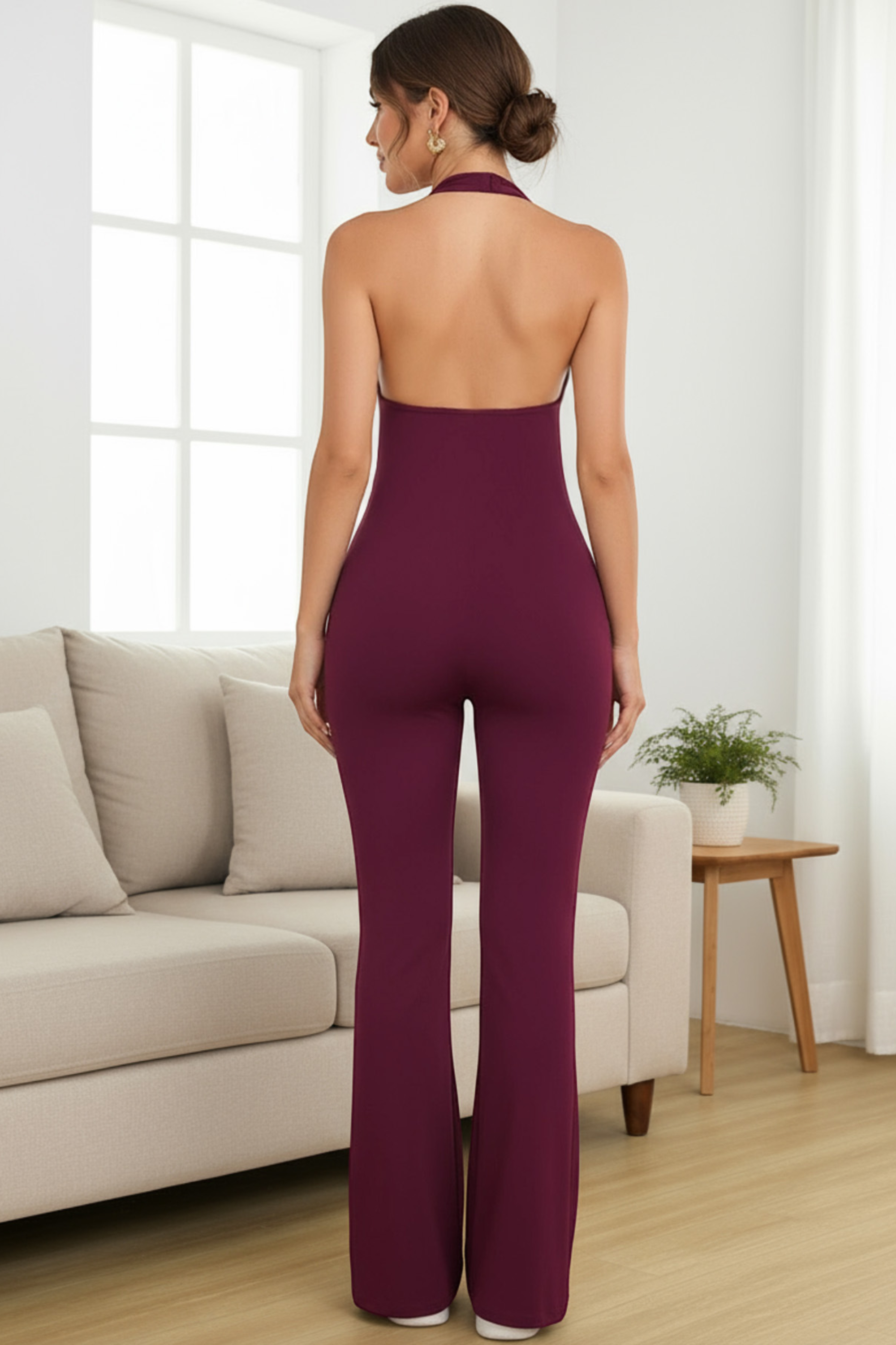 Halter Flared Jumpsuit - Jumpsuit | 8j03aj-k6.myshopify.com