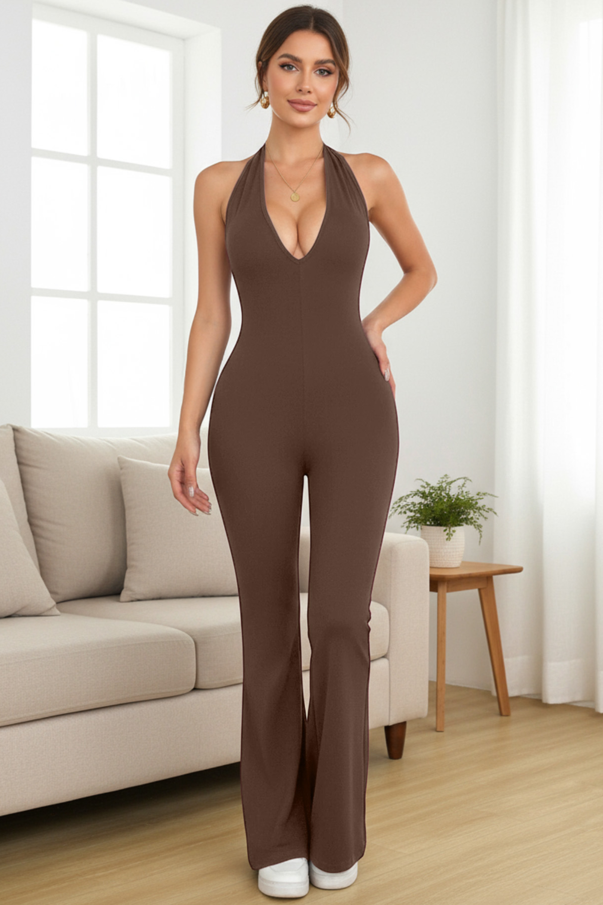 Halter Flared Jumpsuit - Jumpsuit | 8j03aj-k6.myshopify.com