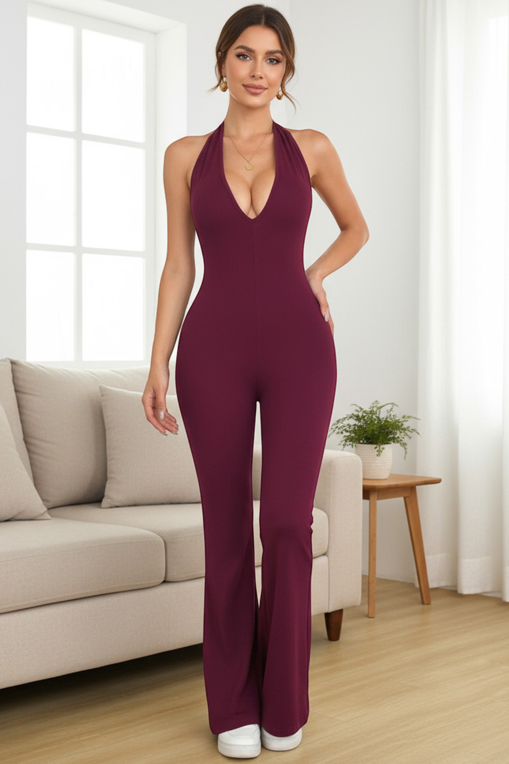 Halter Flared Jumpsuit - Jumpsuit | 8j03aj-k6.myshopify.com