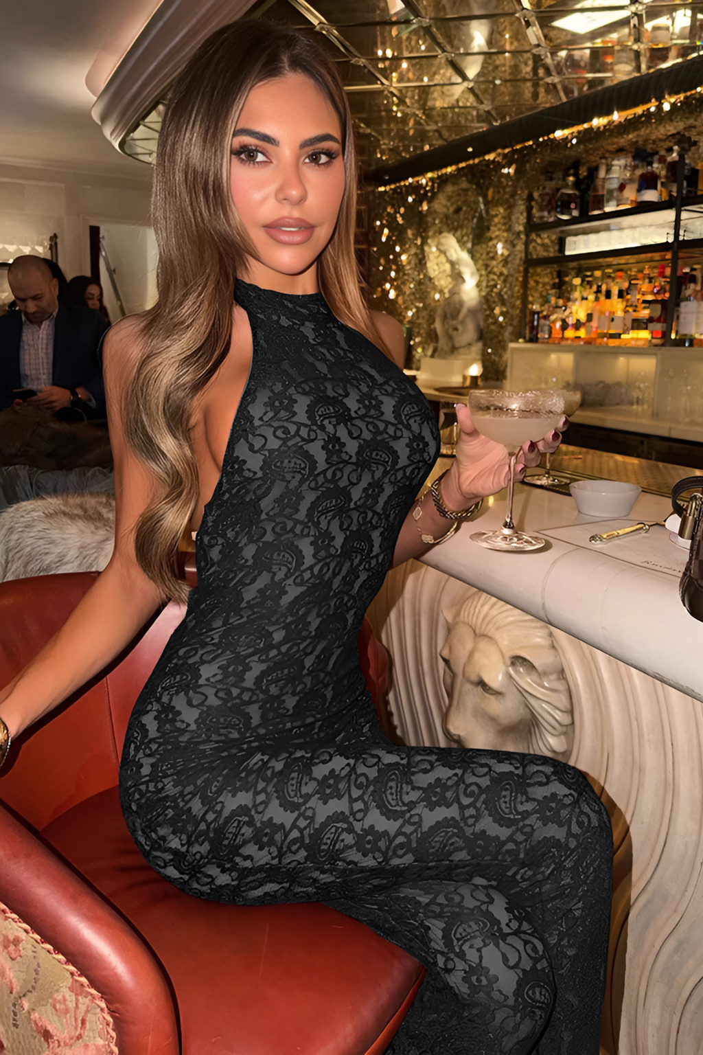 Halter Neck Lace Jumpsuit - Jumpsuit | 8j03aj-k6.myshopify.com