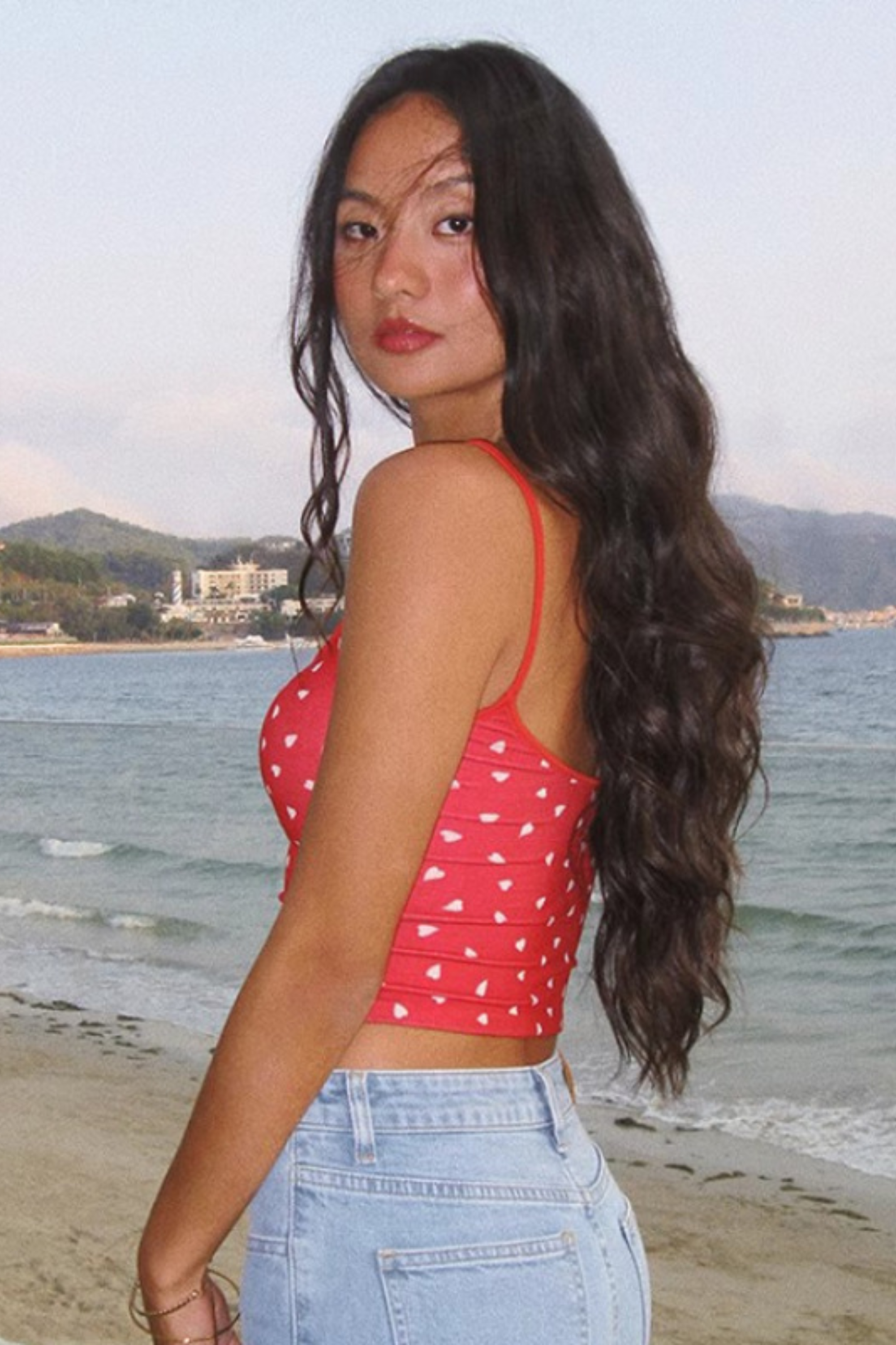 Heart Print Cami Top - Crop Top | 8j03aj-k6.myshopify.com