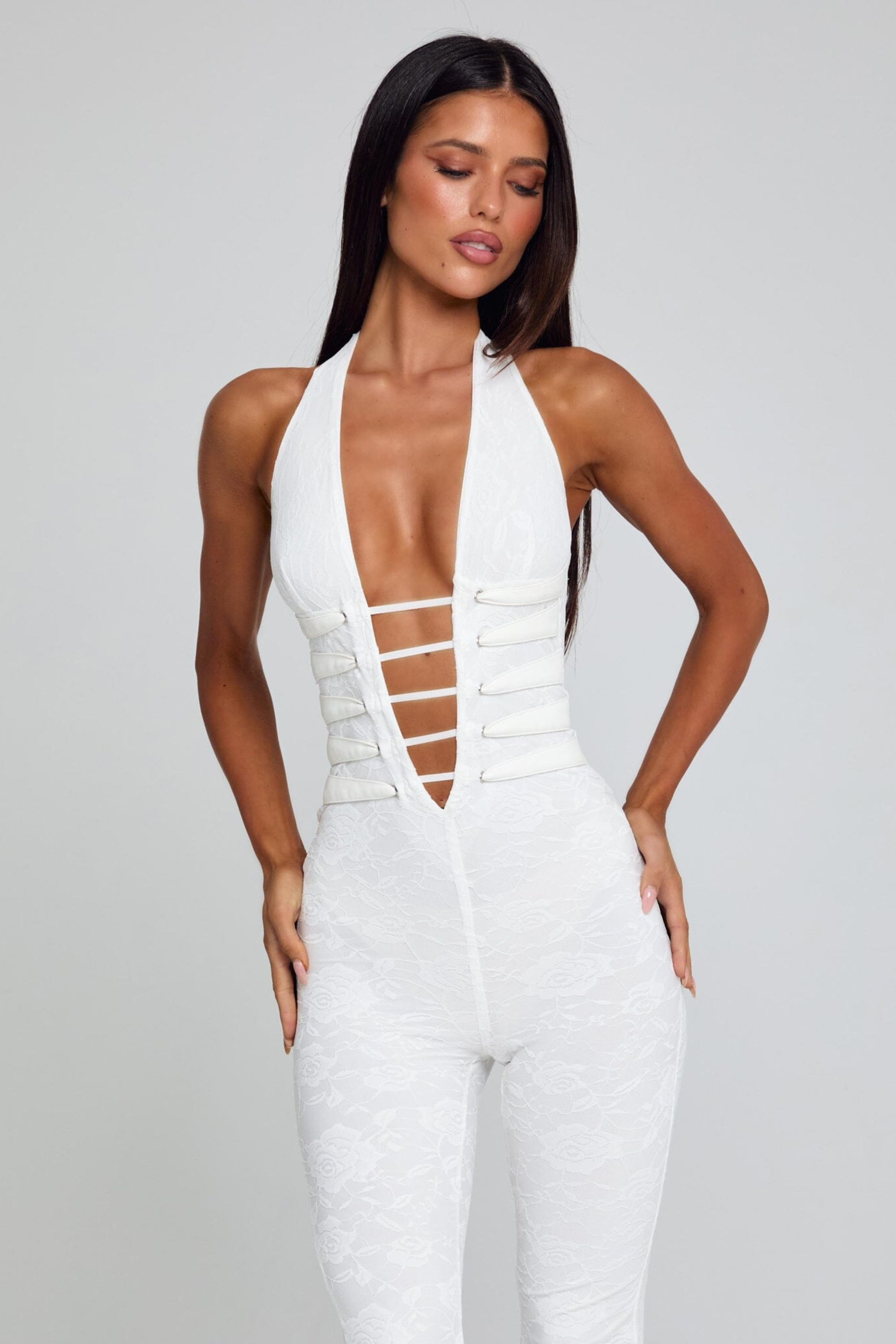 Lace Deep V Jumpsuit - Jumpsuit | 8j03aj-k6.myshopify.com