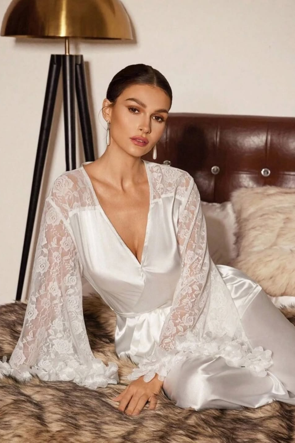 Lace Trim Plush Pajama Set - Sleepwear Set | 8j03aj-k6.myshopify.com