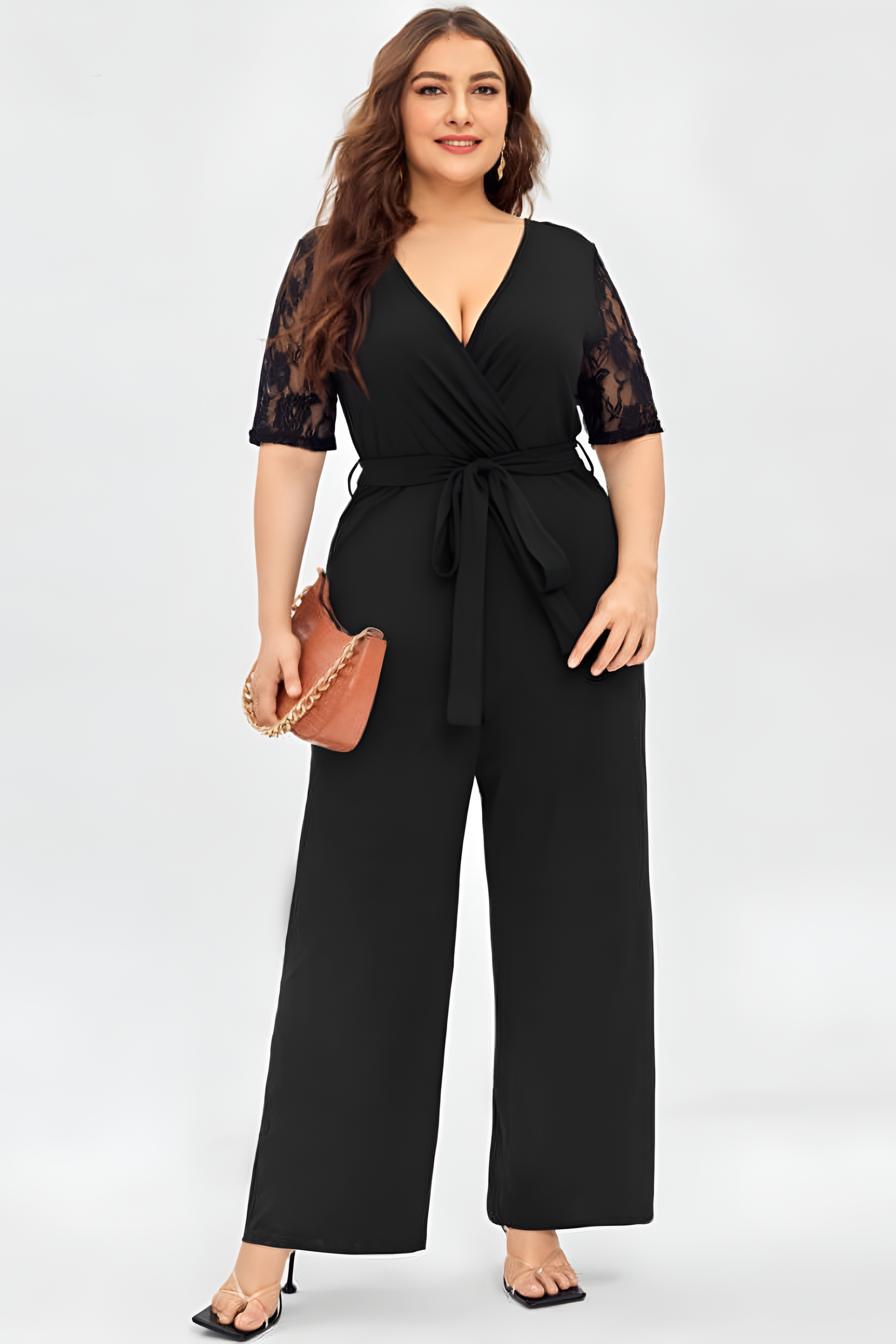 Lace V Neck Jumpsuit - Jumpsuit | 8j03aj-k6.myshopify.com