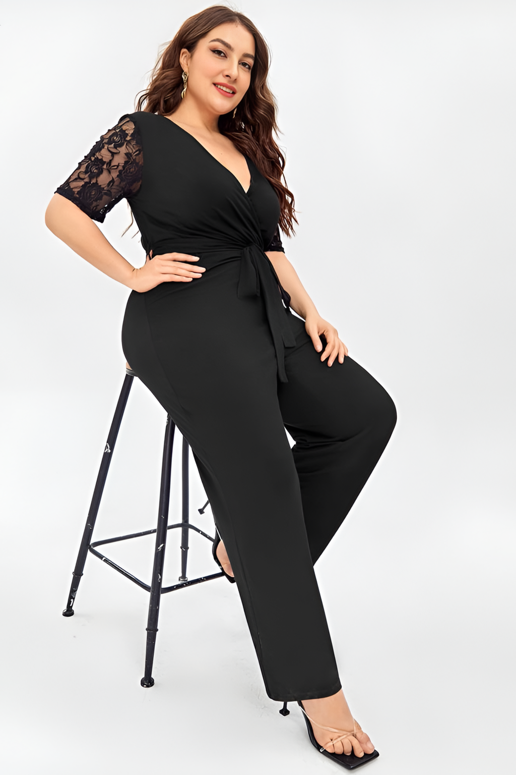 Lace V Neck Jumpsuit - Jumpsuit | 8j03aj-k6.myshopify.com
