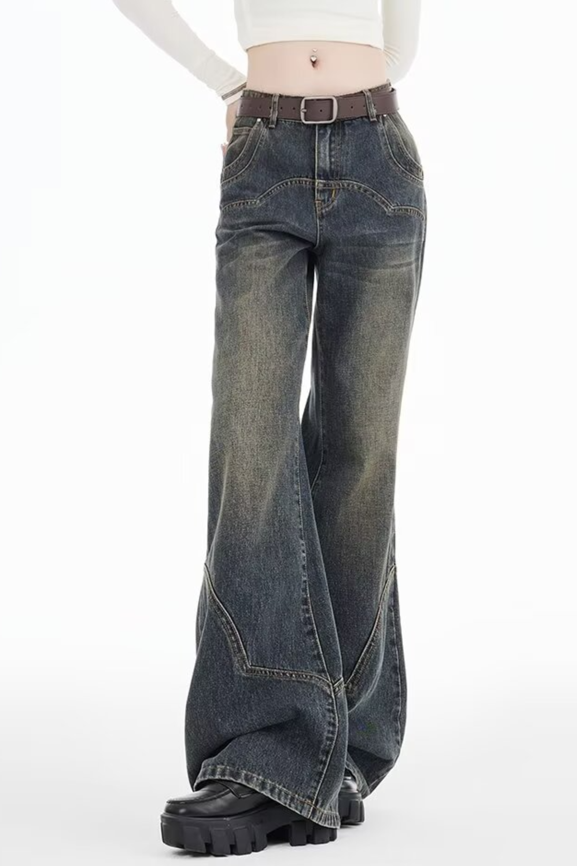 Retro Tinted Flared Jeans - Jeans | 8j03aj-k6.myshopify.com