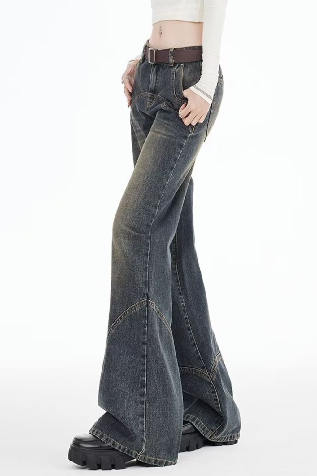 Retro Tinted Flared Jeans - Jeans | 8j03aj-k6.myshopify.com